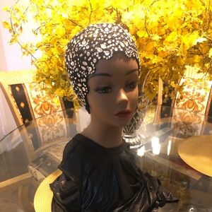 Frank Olive for Neiman Marcus Vintage Black with Crystals hat/skull cap.